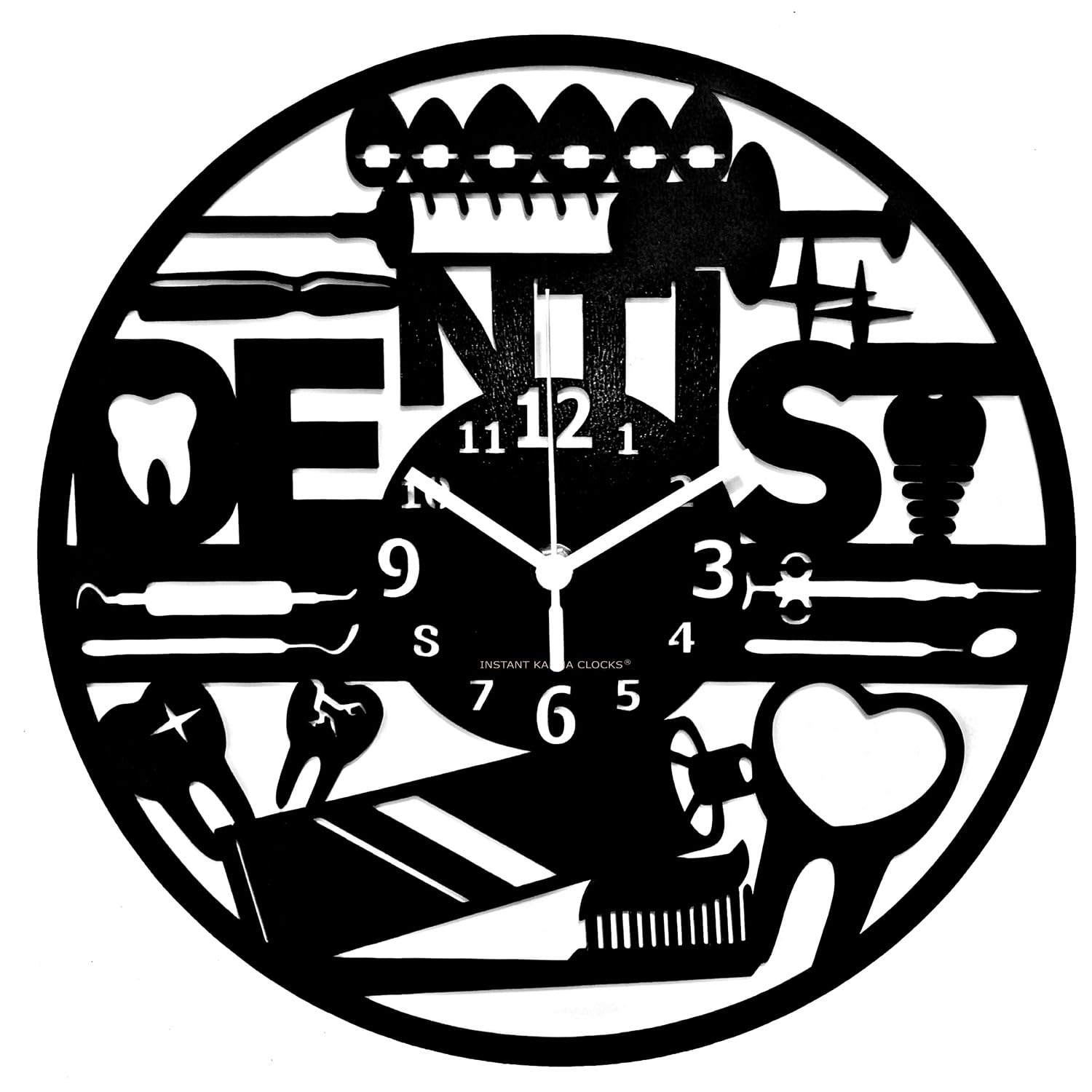 Instant Karma Clocks | Dentist Wall Clock for Dental Clinic Design | Silent No-Ticking | Perfect for Bedroom, Office, Studio, Cabin, Living Room | Unique Decoration