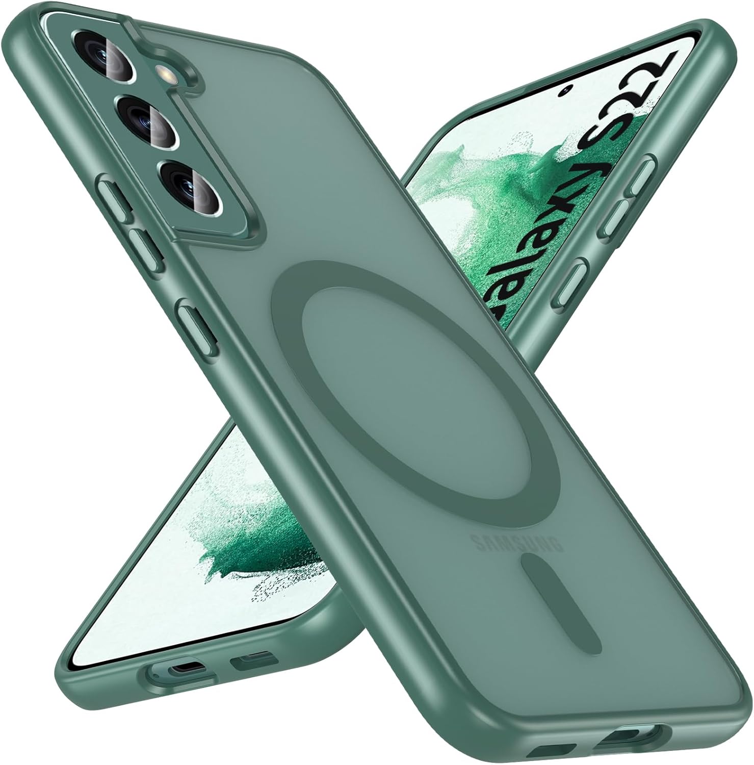 Hensinple for Samsung Galaxy S22 Case,Compatible with Magsafe, S22 Phone Case Military-Grade Protection Translucent Matte Back Cover Slim Rugged Cover Shockproof Case for Galaxy S22 6.1'',Green