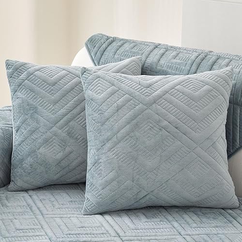 vctops Juego de 2 fundas de almohada cuadradas decorativas de terciopelo de lujo, con patrón geométrico, fundas de almohada para sofá, dormitorio,