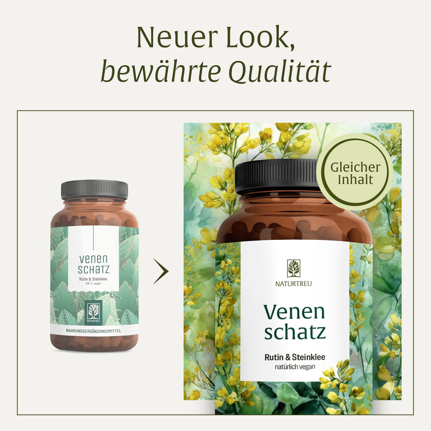 NATURTREU® Rutin Steinklee Komplex 120 Kapseln - 500mg Rutin hochdosiert & 394mg Steinklee - Pflanzliche Alternative zu Venenkapseln Venentabletten - Vegan