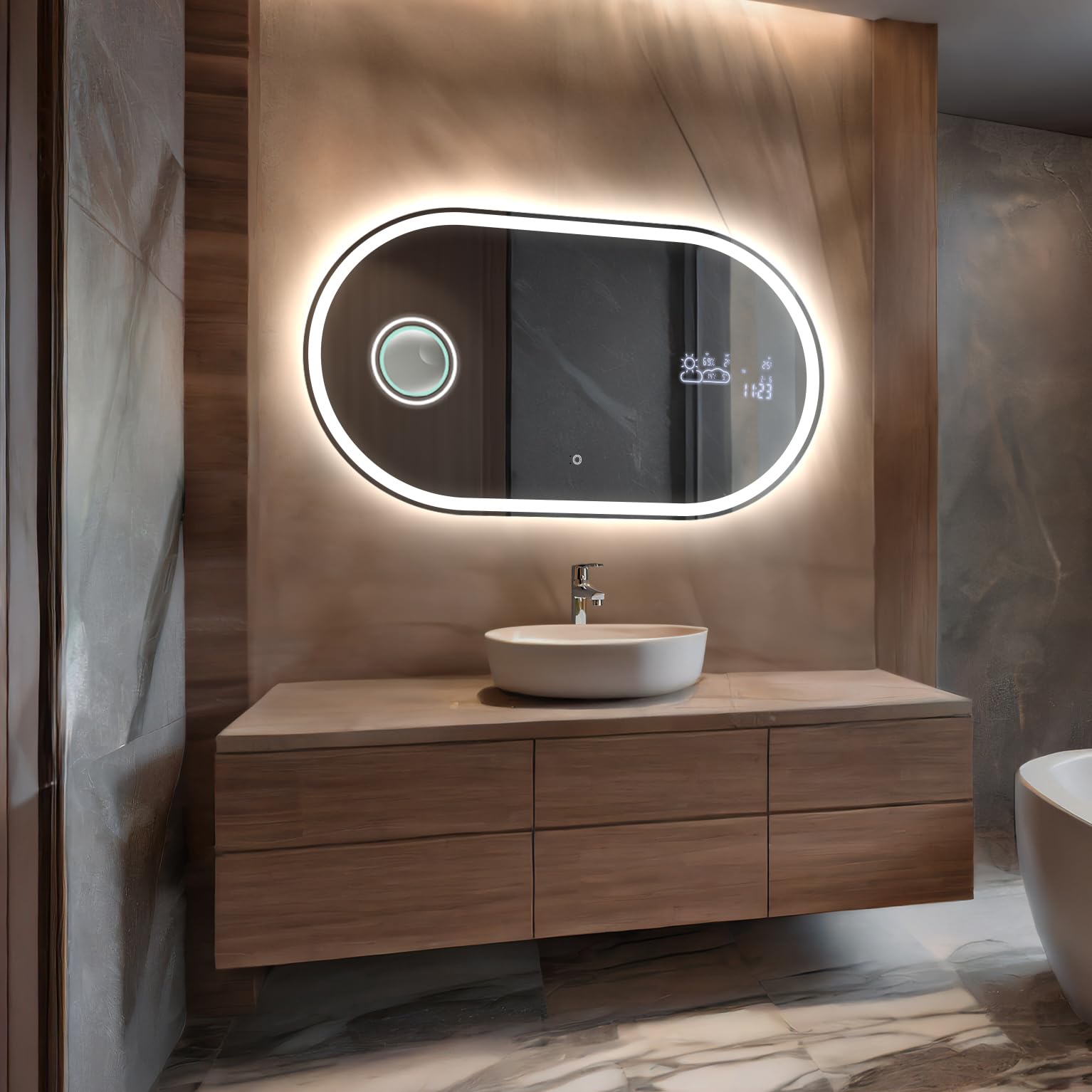 Miroir LED Freya 150x60 cm FORAM ovale de salle de bain suspendu