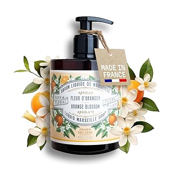 Panier des Sens Orange Blossom Liquid Hand Soap, 16.9 fl oz | Premium French Liquid Hand Soap | Savon de Marseille Soap | 97% Natural Ingredients | Gentle Daily Cleansing
