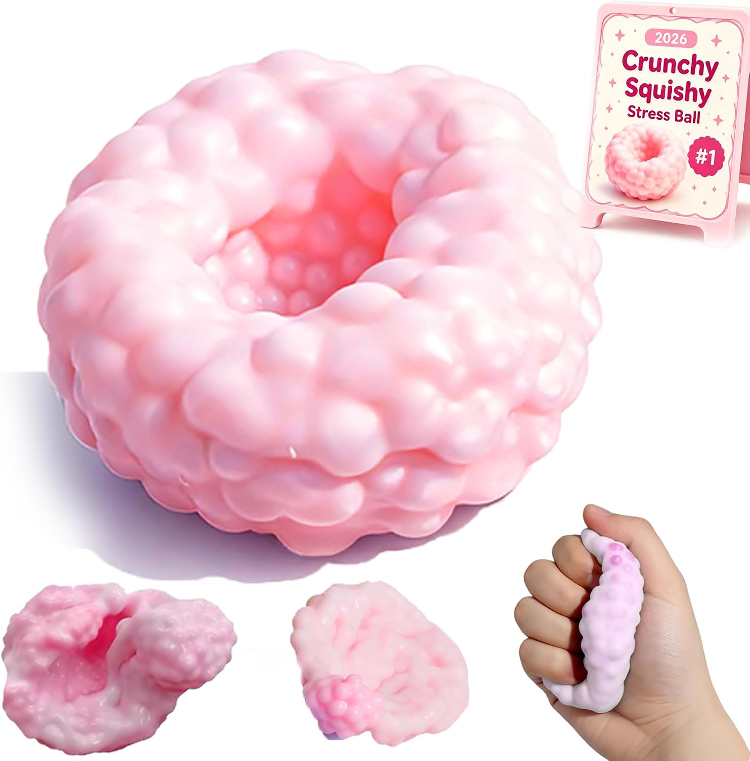 Crunchy Squishy Stress Ball & Crunchy Stress Ball, ASMR Toy for Kids Adults