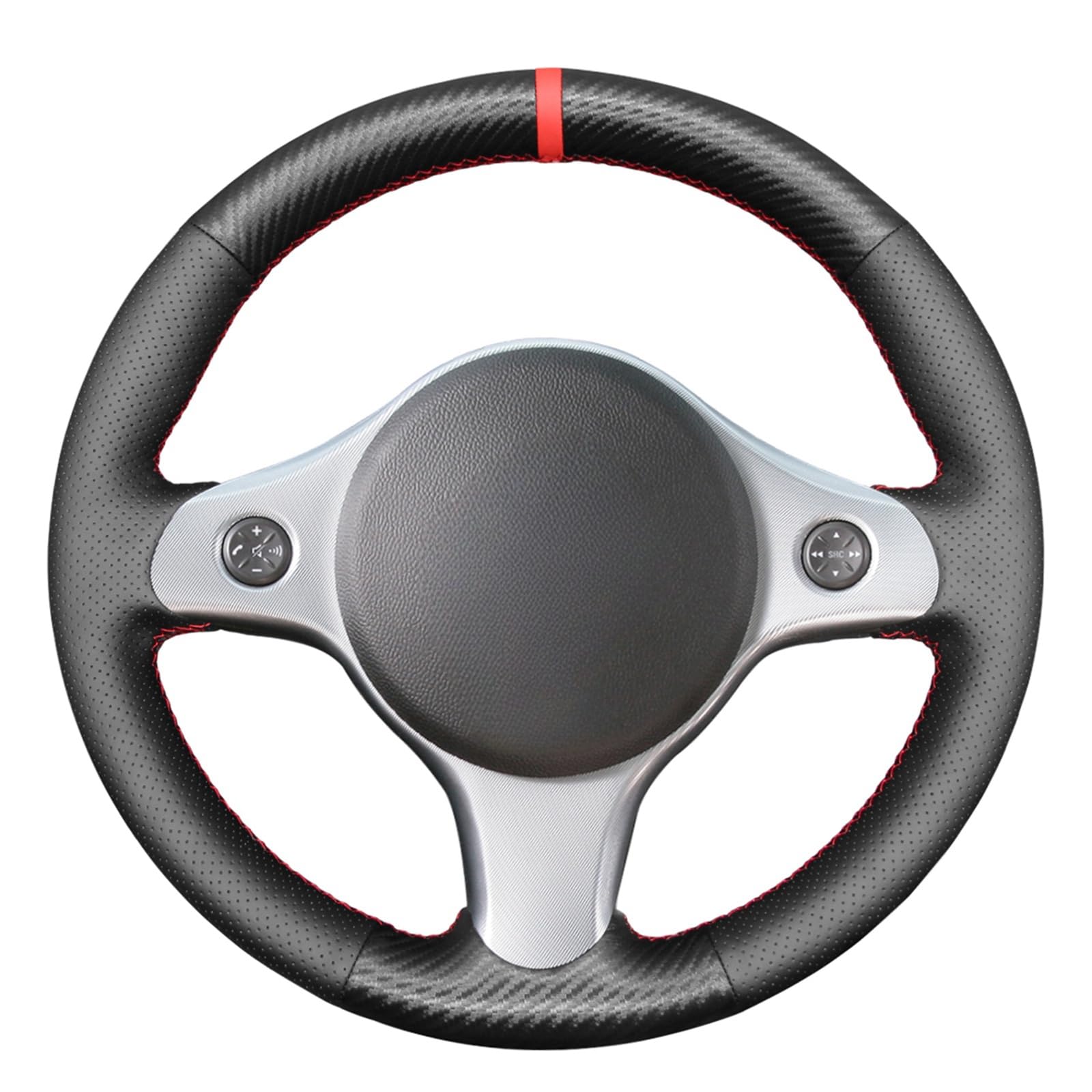 MEWANT Funda de Volante a Medida para Coser Alfa Romeo | volante coche fibra carbono mate Cuero de Microfibra Transpirable Para Volantes Calefactados Duradero