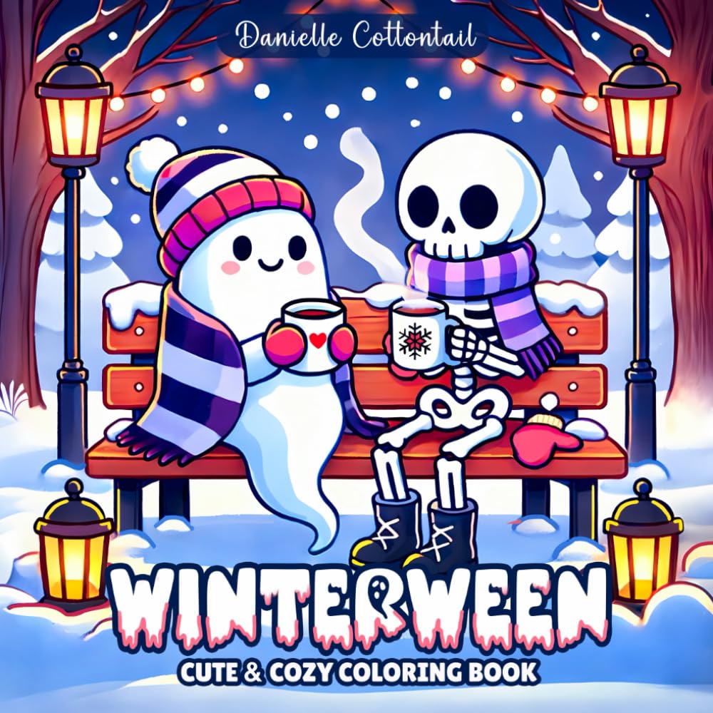 Winterween Cute & Cozy Coloring Book: 50 Adorable & Spooky Hygge Style Scenes with a Winter Vibe. Simple and Comfy for Relaxing Fun! (Spooky Coloring Books)