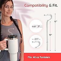 Vista 5 de Lipzi - Popotes antiarrugas - Popotes de vidrio antiarrugas para vaso de 40 oz, popotes reutilizables transparentes con cepillo de limpieza