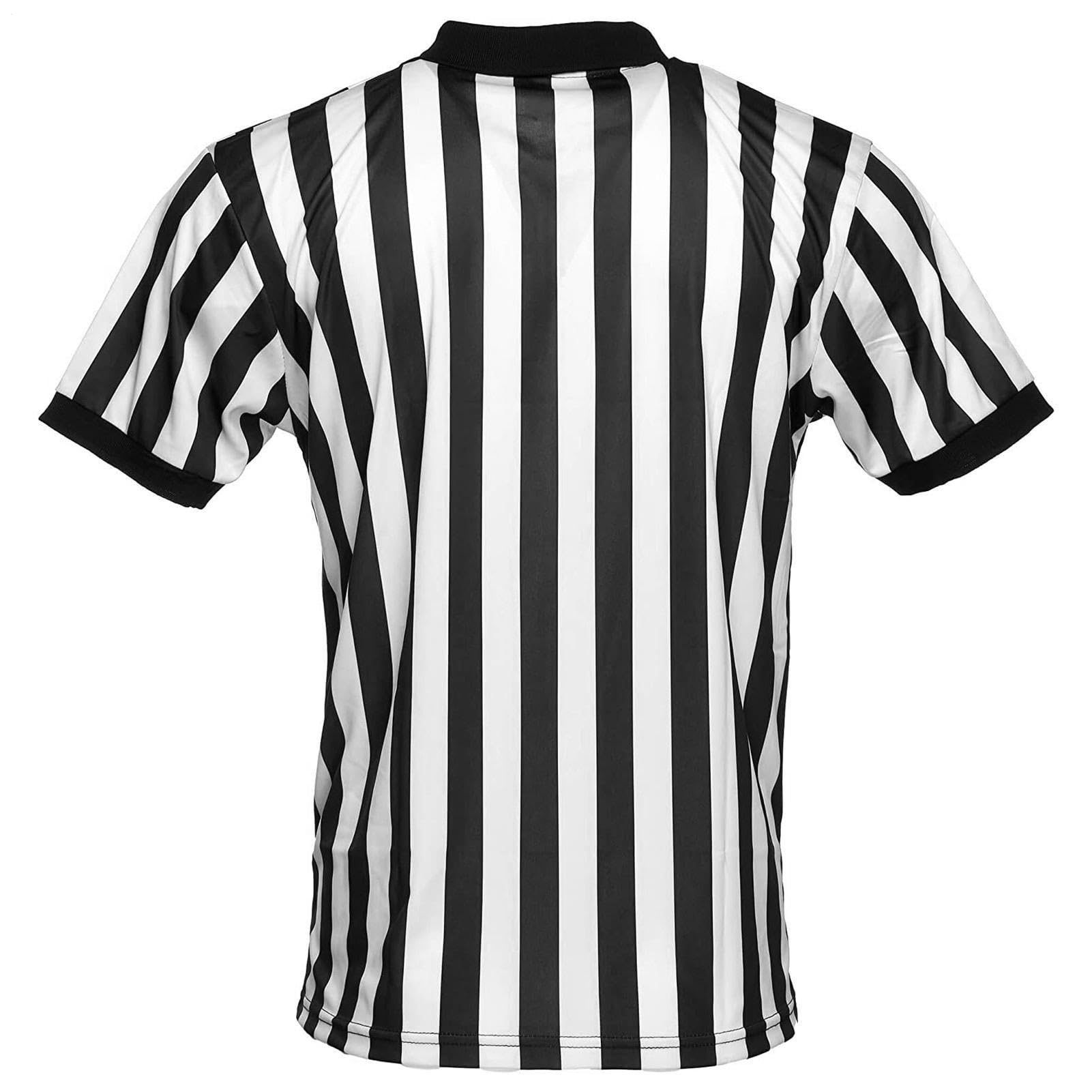 Camiseta De Árbitro Para Hombre Camisa Con Cuello Para Jueces Deportivos Traje De Árbitro De Fútbol Con Rayas Blancas Y Negras Con Cremallera Y Cuello Vuelto Absorción De Humedad Transpiración