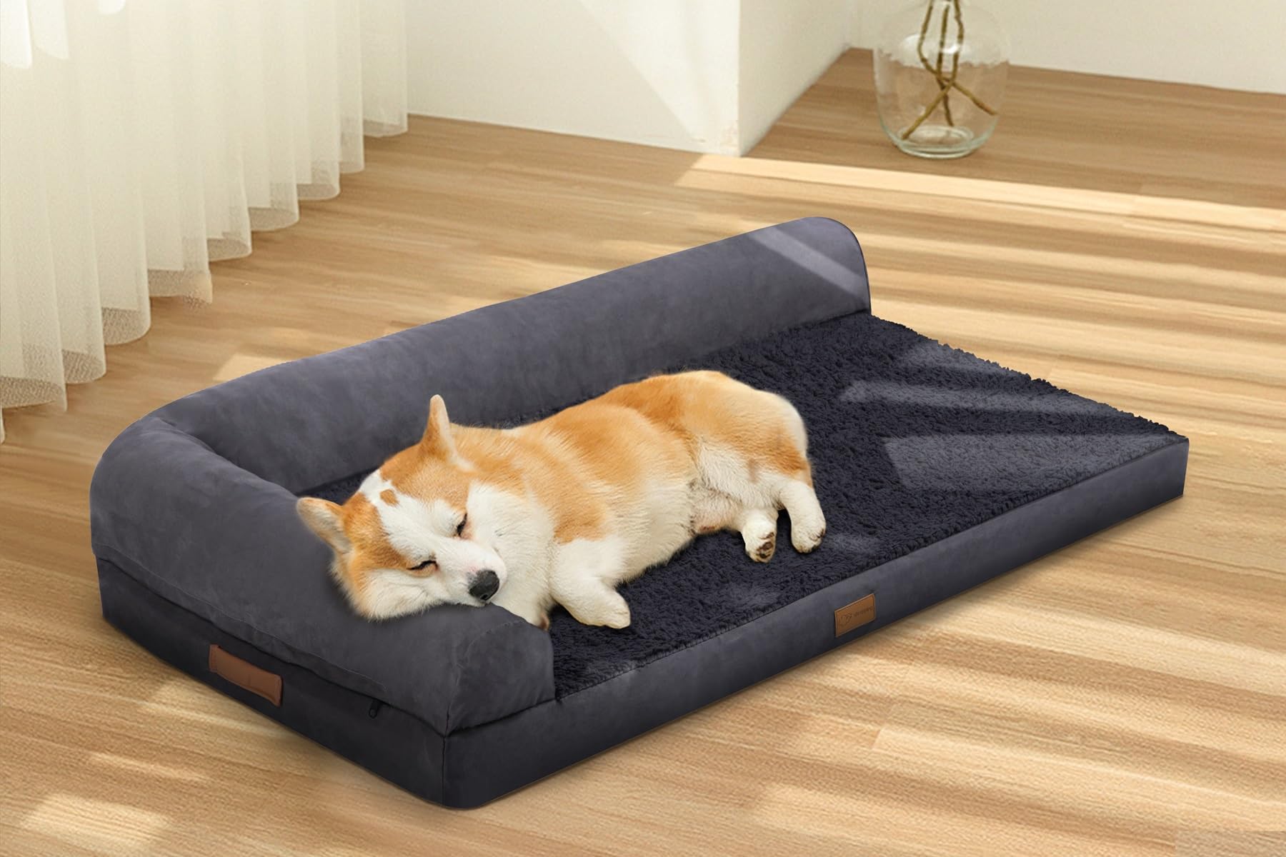 Sheepping Cama Perro Ortopédica - Colchón Perro Desenfundable y Lavable con Forro Impermeable y Espuma De Caja De Huevos, 91 x 69 x 18 cm