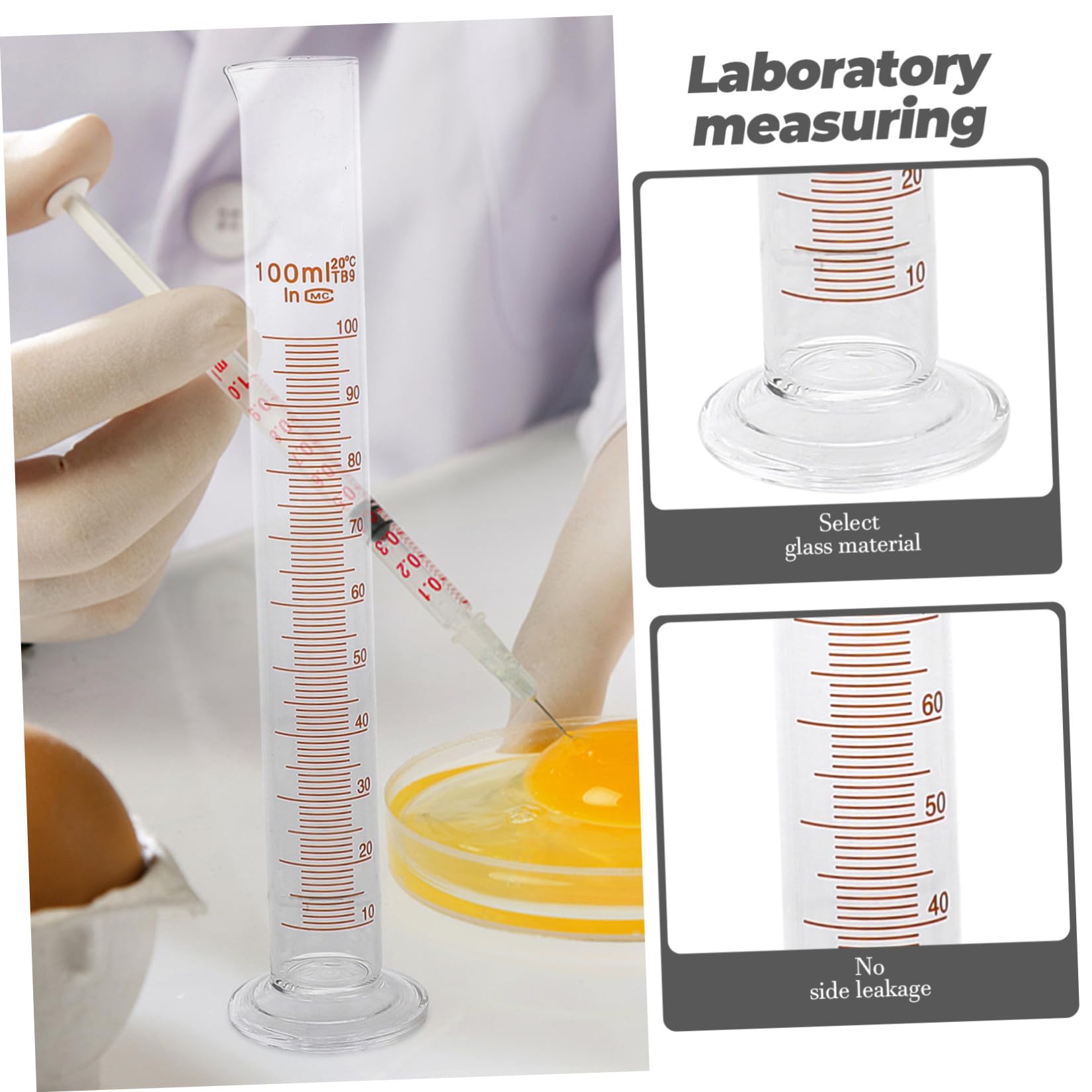 Set di 9 Pezzi di Vetro per Laboratorio Scala Facile da Leggere e Resistenza ad Alta Temperatura, Capacità 50-250ml, per Ricerca Scientifica e Sperimentazione