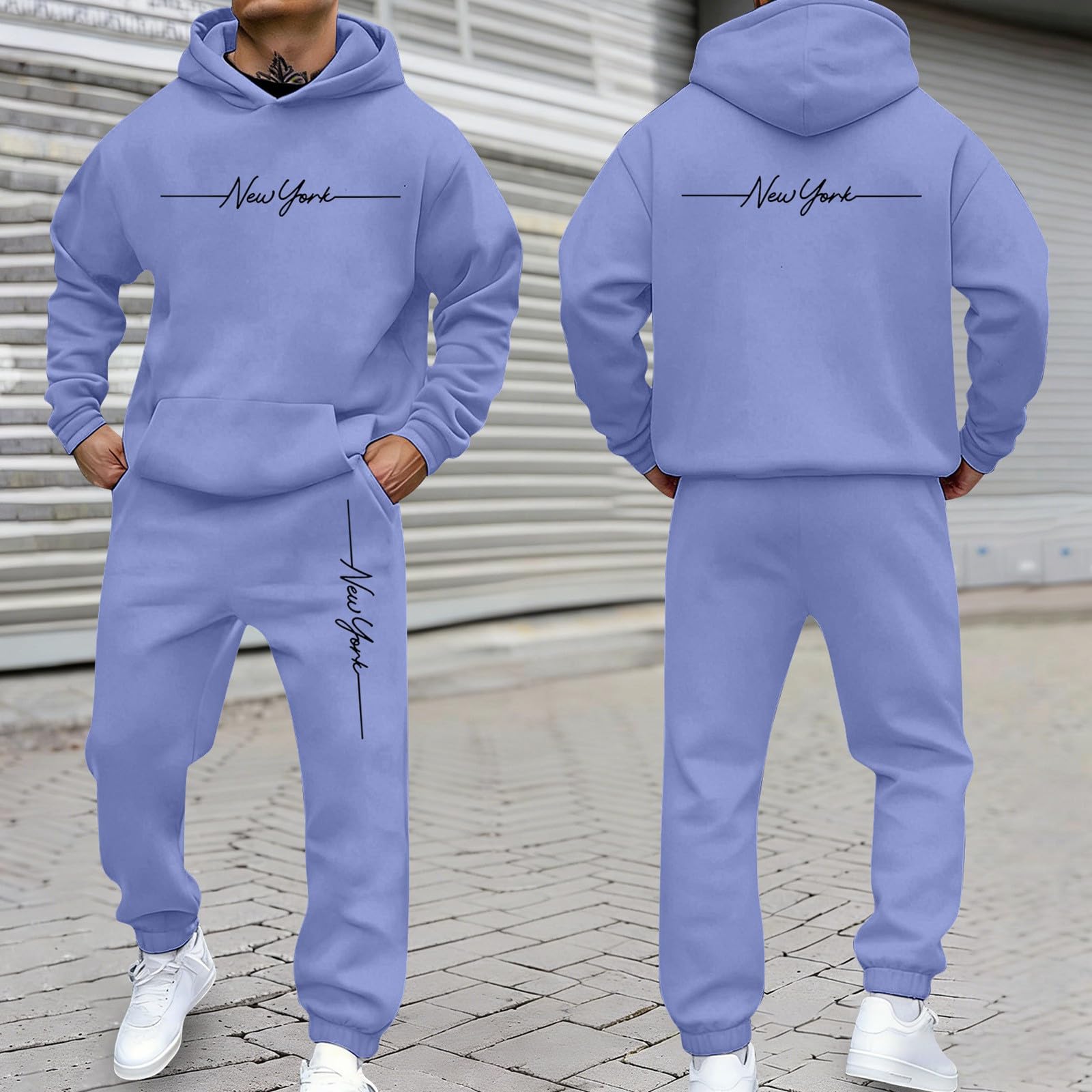 WWricotta Survêtement streetwear homme, capuche et jogging, deux pièces assorties confort/A