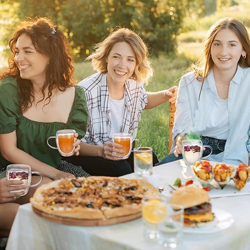 Miniatura 7 de Moretoes Tazas de café de vidrio transparente de 12 onzas, tazas de café de vidrio de doble pared, juego de 2 tazas de café de vidrio transparente,