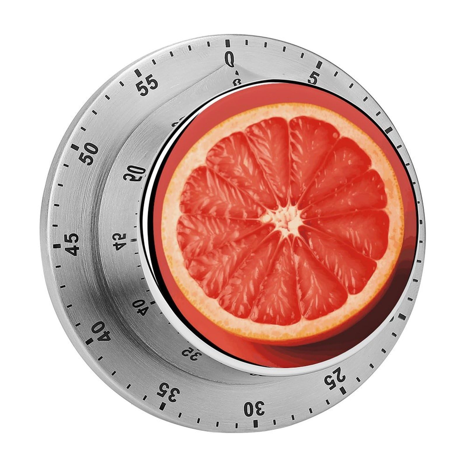 60 Minute Wind Up Timer, Visual Mechanical Timer with Loud Alarm, Pink Ripe Grapefruit Slice Kitchen Timers for Cooking - No Batteries Required - Magnetic Backing, Exquisite Stainless Steel Body