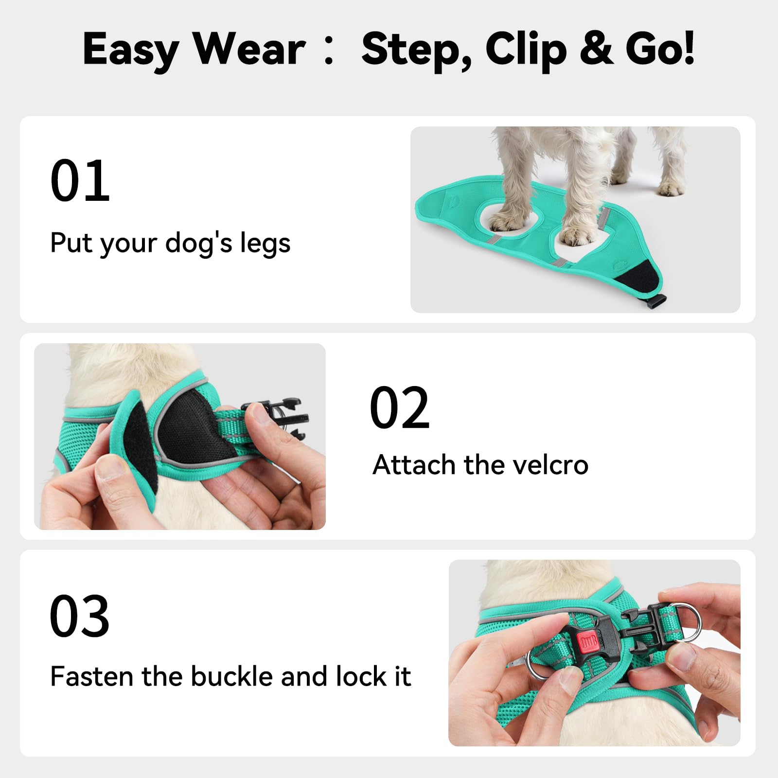 Joytale Arnes Perro, Reflectante Cómodo Transpirable Arnés, Perros Arneses Chaleco para Gato y Cachorros Perro, Azul, XS — view 43