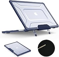 Vista 15 de SEYMAC stock Funda para MacBook Pro de 14 pulgadas, Protección Absorbente de Impactos con Soporte Plegable y Funda con Alfombrilla para Ratón
