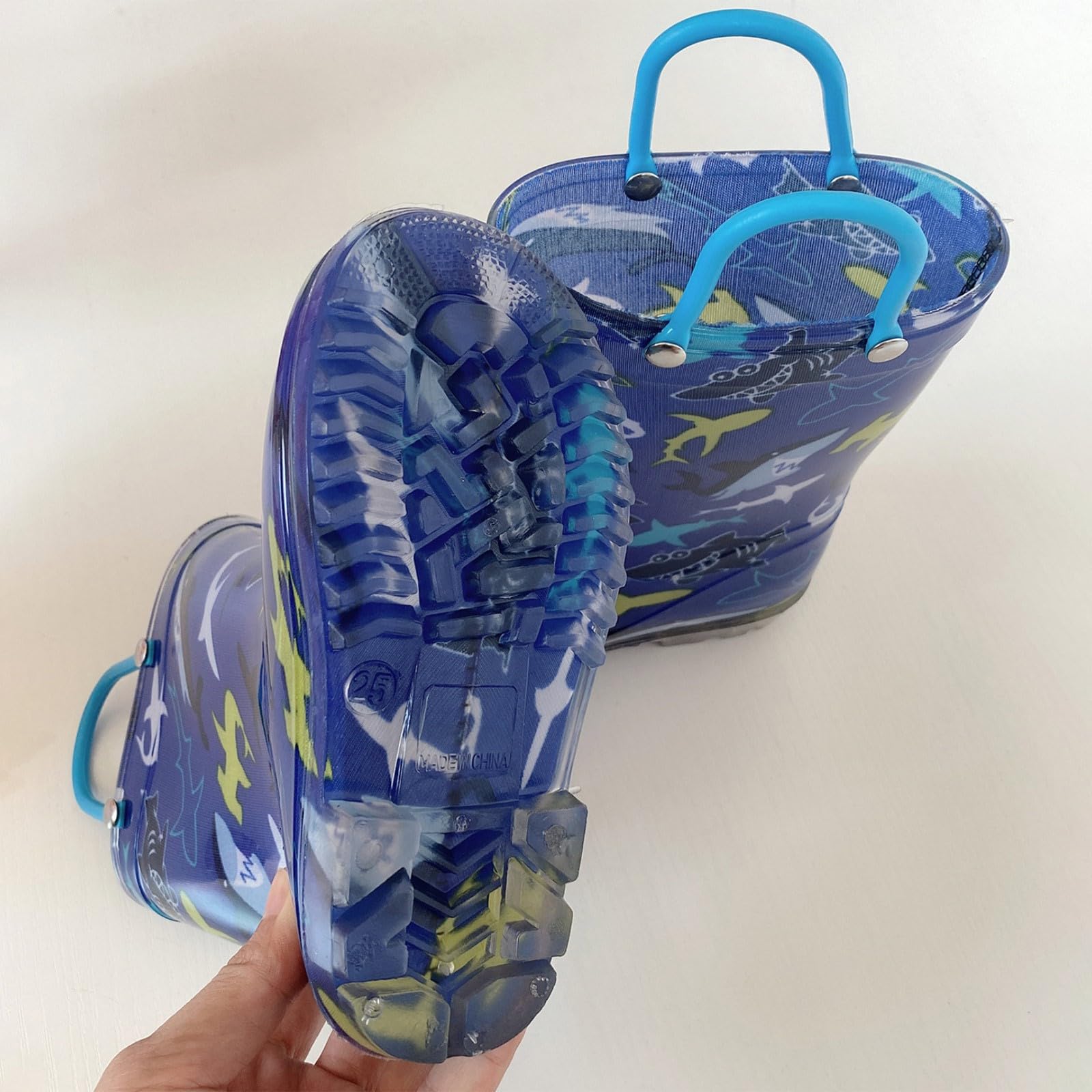 Stivali impermeabili da pioggia per bambini, stivali di gomma antiscivolo, unisex, per ragazzi e ragazze, scarpe da pioggia, scarpe per attività all'aperto, per fango, parco giochi