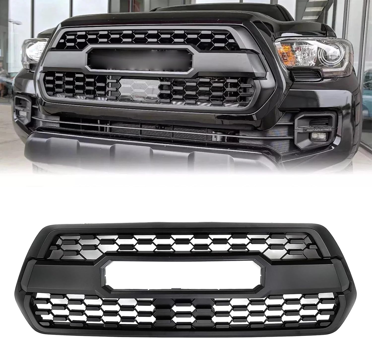 Bewild Front Radiator Grille Suitable for 3rd Gen 2016-2023 Toyota Tacoma SR/SR5/TRD Front Bumper Grille Grill Replacement Matte Black
