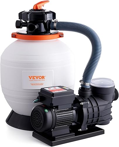 VEVOR Bomba de filtro de arena de 14 pulgadas para sobre el suelo, temporizador programador digital, 3000 GPH, sistema de bombas de piscina de 34 HP