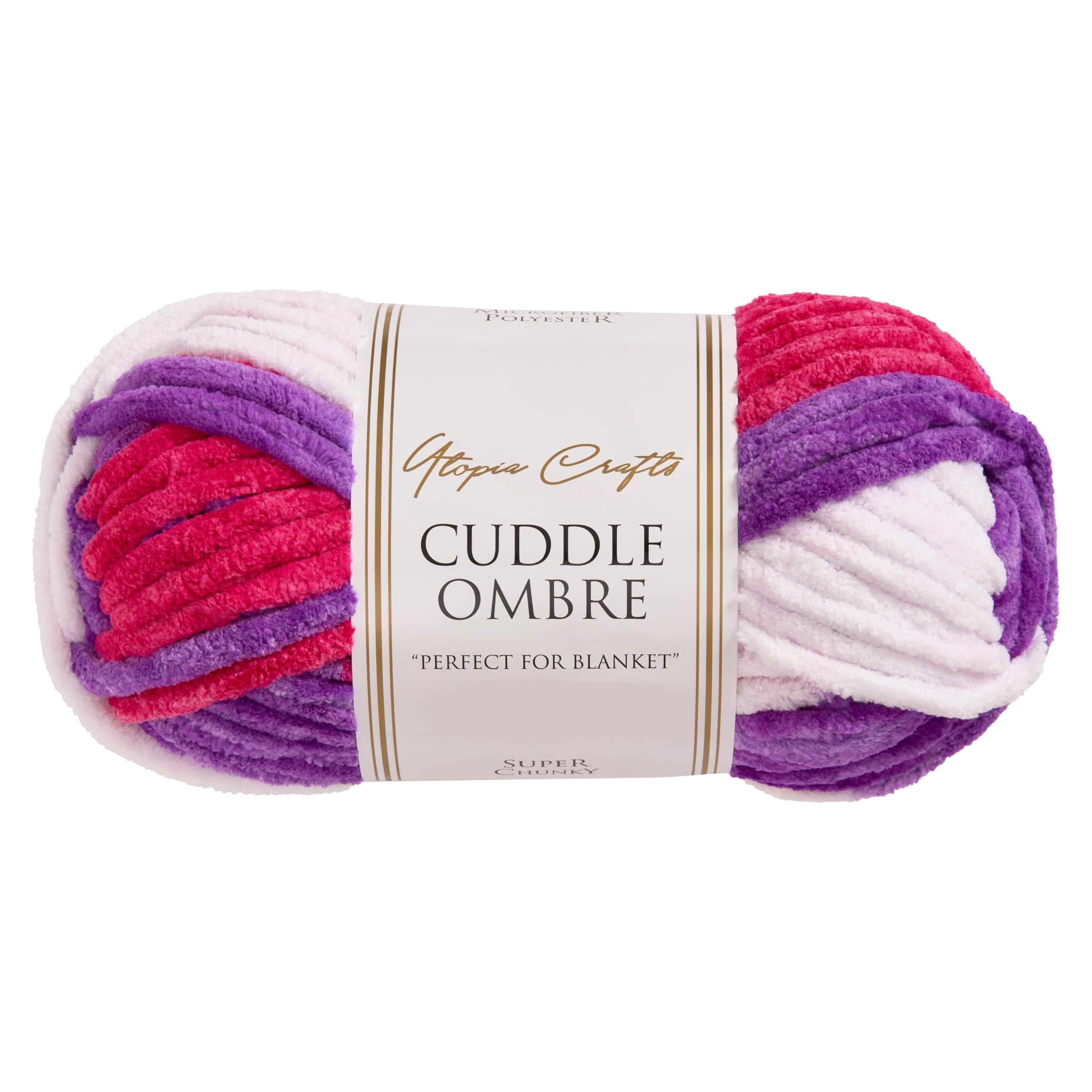 Utopia Crafts Cuddle Ombre Super Chunky Chenille Soft Yarn for Knitting and Crochet 100g (Sweet Amethyst)