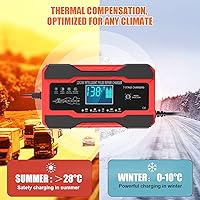 Vista 6 de YONHAN Cargador de batería de 10 amperios 12V y 24V Cargador de batería inteligente completamente automático para automóvil, mantenedor de batería