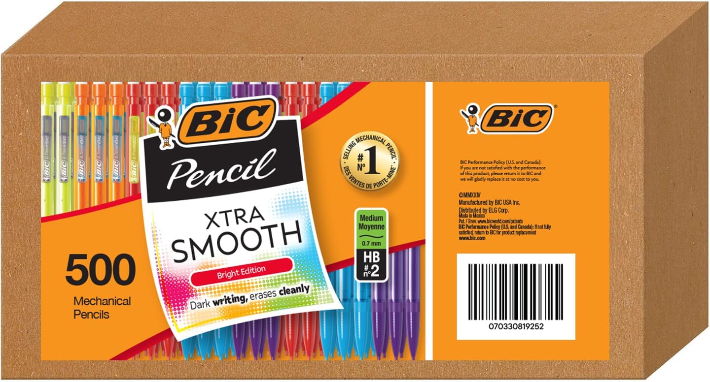 BIC Mechanical Pencils #2 XtraSmooth, 0.7mm Medium Point, 500 Pack