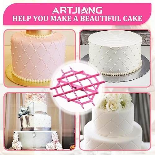 Miniatura 4 de Molde de fondant en forma de rombo con forma de diamante, estampado de fondant de 4.9 pulgadas, cortador de galletas de flores de encaje, accesorios