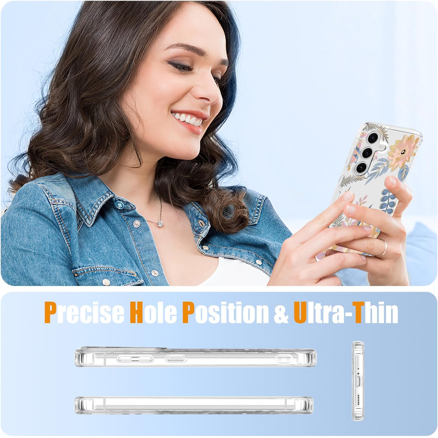 Fit for Samsung Galaxy A16 Case Floral, Cute Clear Flower Cover for Women Girls Elegant Soft Transparent Luxury Gold Plated Shockproof Phone Case for Samsung Galaxy A16 5G, Blossom - Image 5