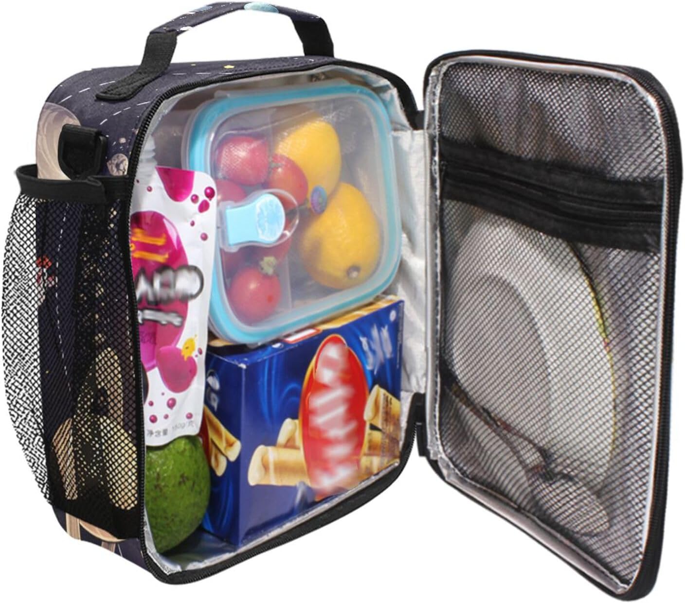 Planets Solar System Lunch Box Insulated Lunch Bag Prep Kids Cooler Tote Freezable Shoulder Strap Waterproof Picnic Meal for School Office