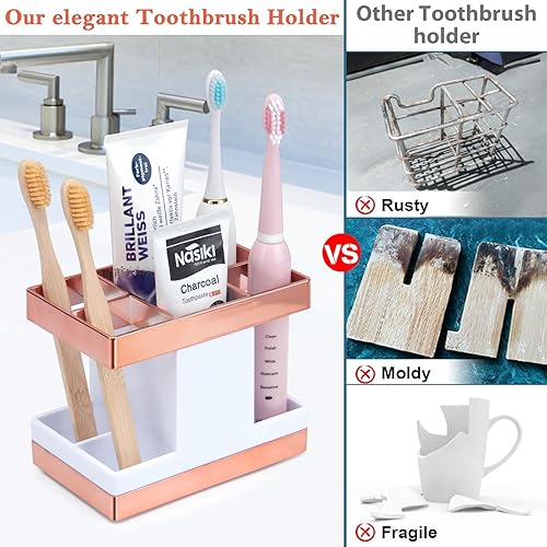Miniatura 18 de Portacepillos de dientes para baño, organizador de encimera, juego de soportes eléctricos para cepillos de dientes, 5 ranuras para cepillos