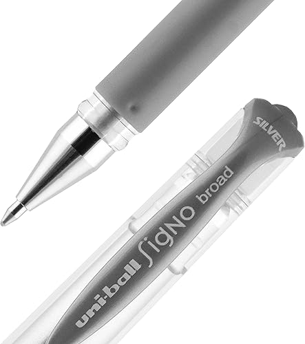 Miniatura 3 de uni-ball Impact - Bolígrafos de gel punta atrevida 0039in plata metálica 12 unidades