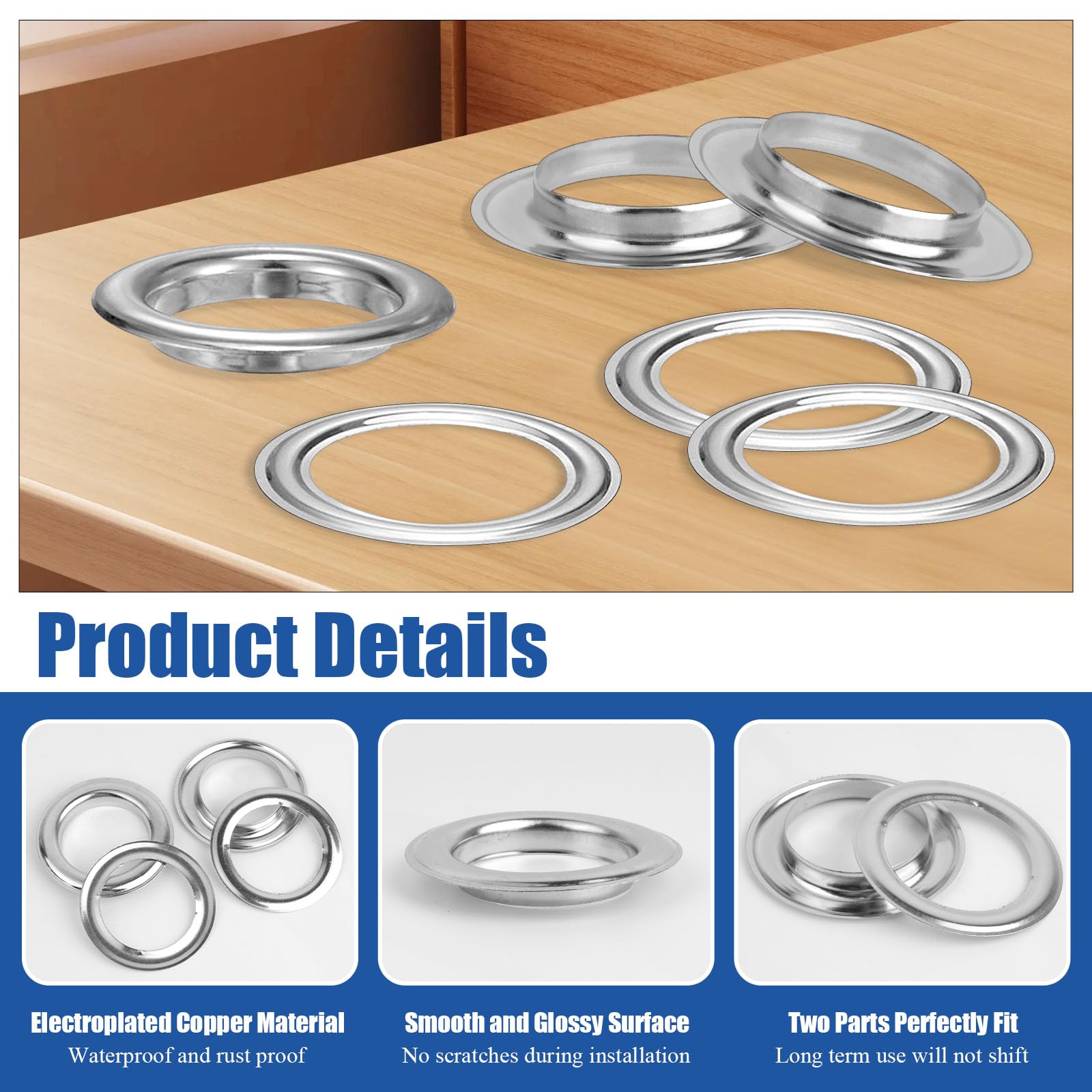 Akamino 30 Set Grommets Eyelets Kit, 40mm Brass Eyelets with Washers - Image 3
