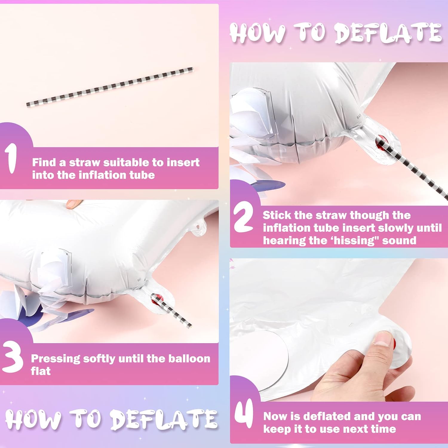 Zomiboo 6 Pcs Inflatable Unicorn Balloons Rainbow Standing Unicorn Toy for Themed Birthday Party Decorations Pool Fun, 23 x 16 Inch