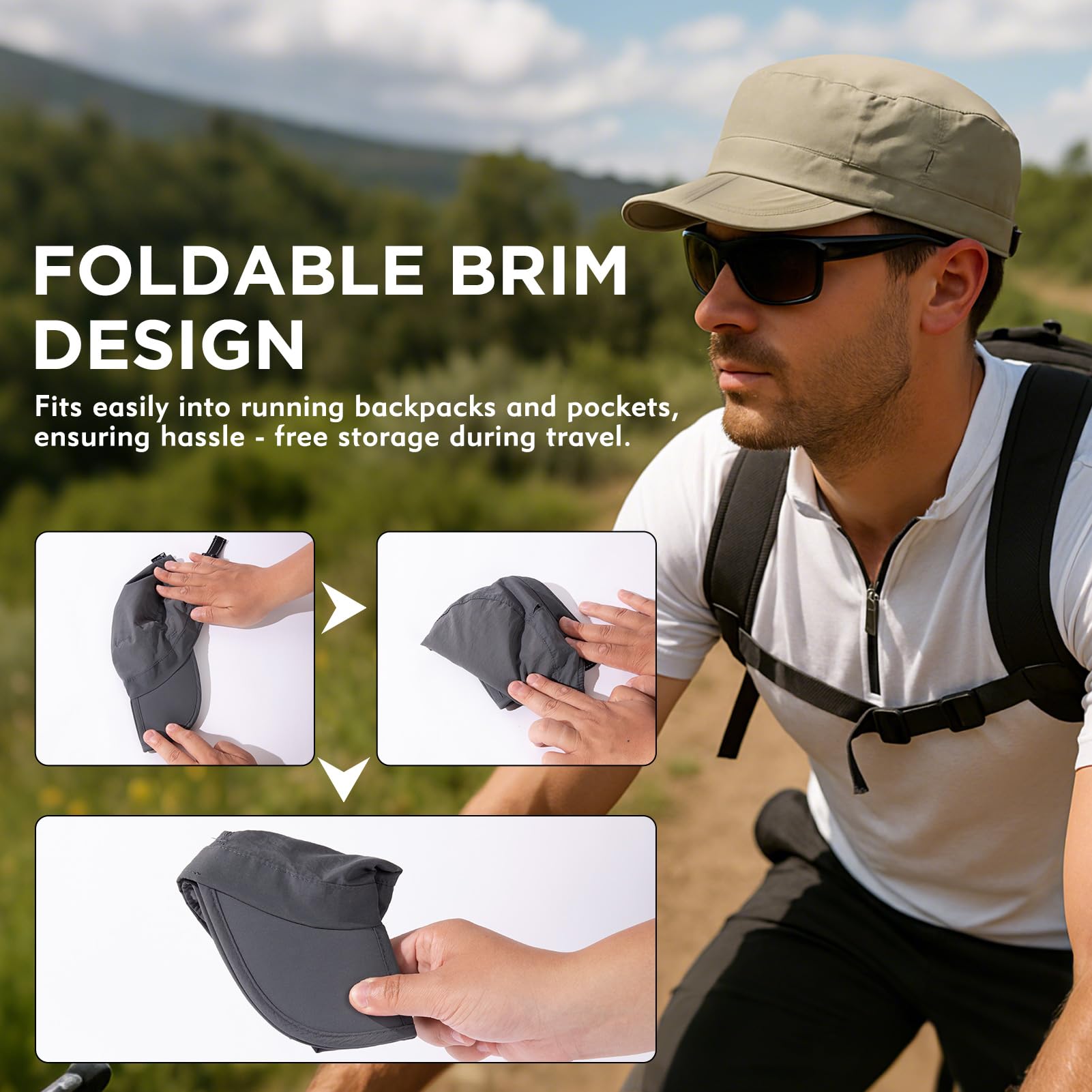 TOP-EX Cappello militare da uomo, impermeabile, con tesa pieghevole, per golf, corsa, attività all'aperto, berretto da baseball