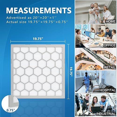 Miniatura 3 de Filtro de aire MERV 13 de 20 x 20 x 1, filtro de aire para horno de CA, marco de plástico ABS reutilizable, paquete de 7 medios de filtro