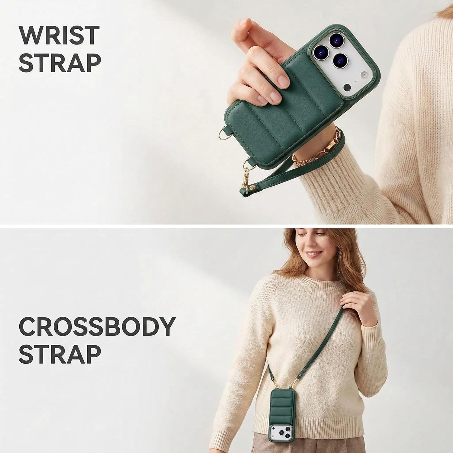 Crossbody Case for iPhone 17 Pro Max with Lanyard Strap Card Slot Holder, iPhone 17 Pro Max Wallet Case Flip with Magnetic Magsafe Wireless Charging RFID Blocking Leather Women Purse (Green)