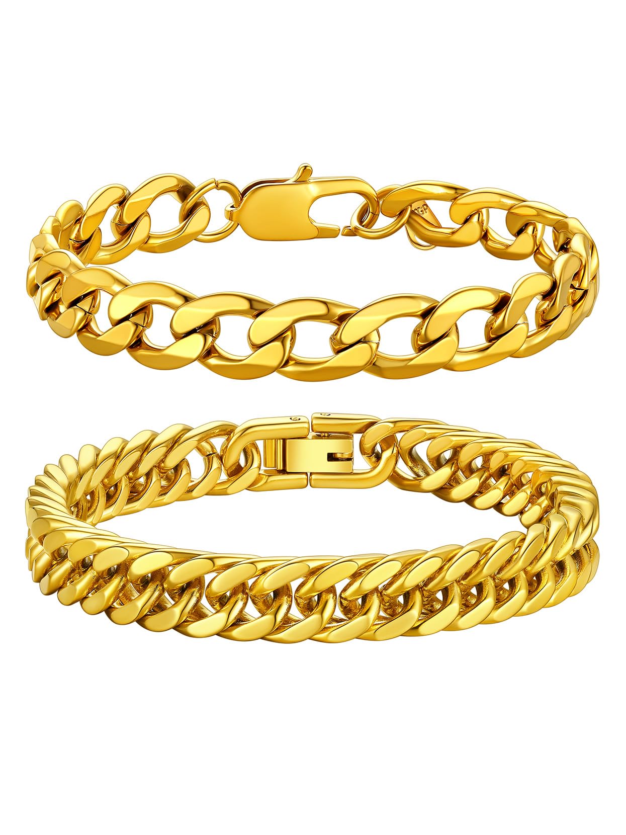 Richsteel 2/3 Piezas Pulseras Hombres de Cadenas Acero Quirúrgico, 19cm 21cm 23cm Largo, Pack de Brazaletes, Buen Peso, Incluye Caja de Regalo Recycled Claim Standard 100
