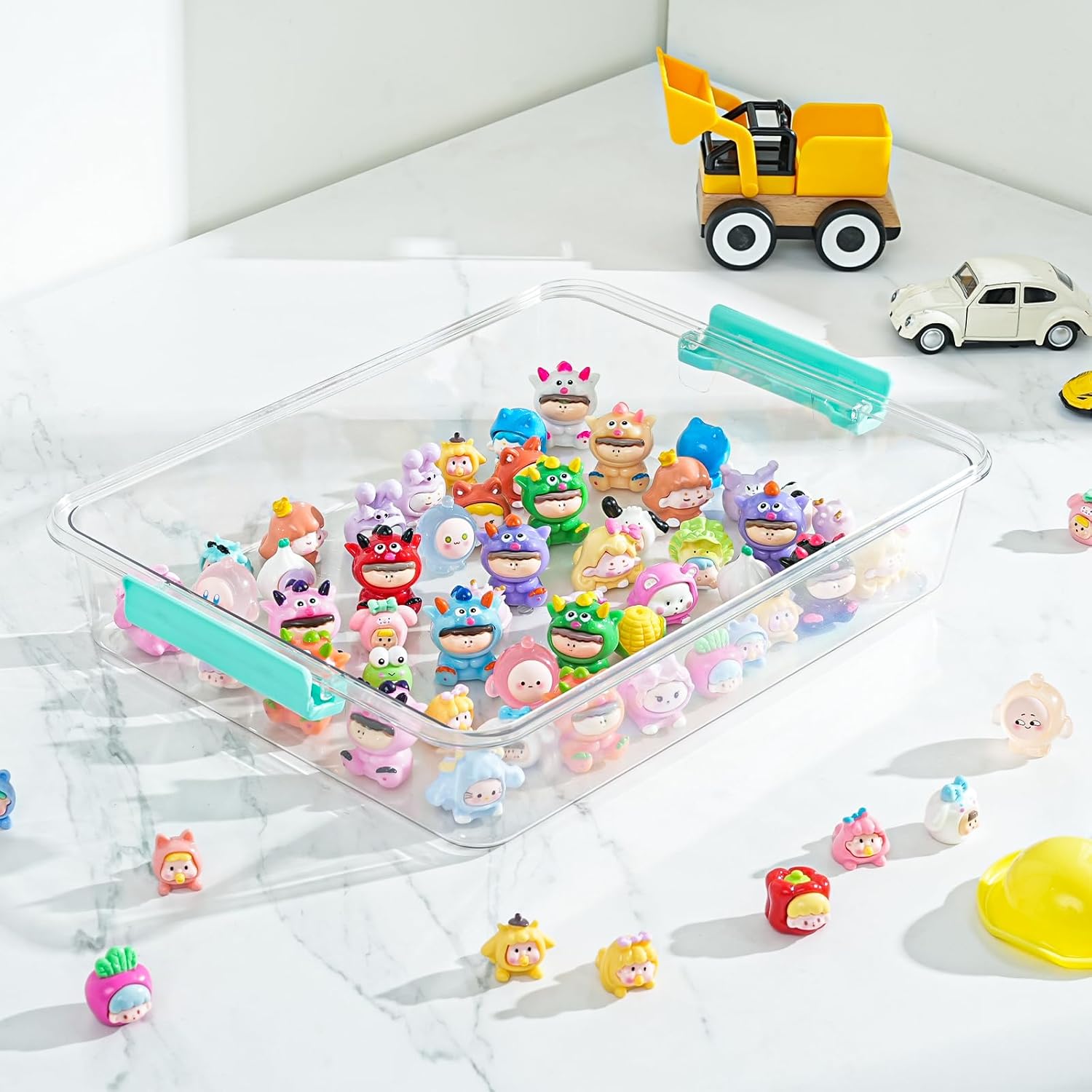 6 QT Clear Plastic Storage Bins with Lids, Stackable Sensory Bin Tools, Arts Crafts Organizers and Storage Containers with Lids for Home, Office, Classroom and Workshop Organization, 4 Pack