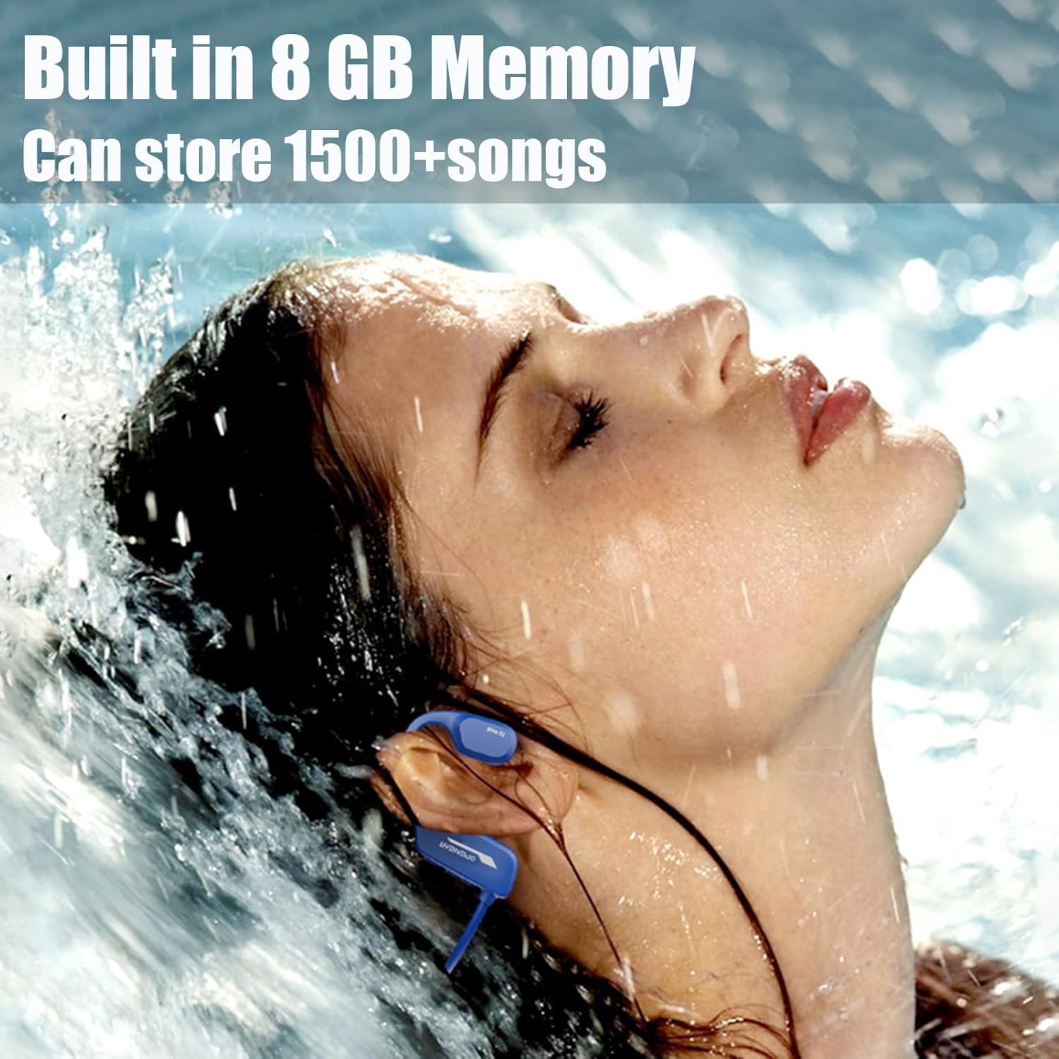 Bone Headphones Conduction Bluetooth 5.3 Open Ear Headphones Bone Conduction Earbuds Open Ear Bone Conduction Headphones With Mic Open-Ear Bluetooth Workout Waterproof Earphones For Sports blue