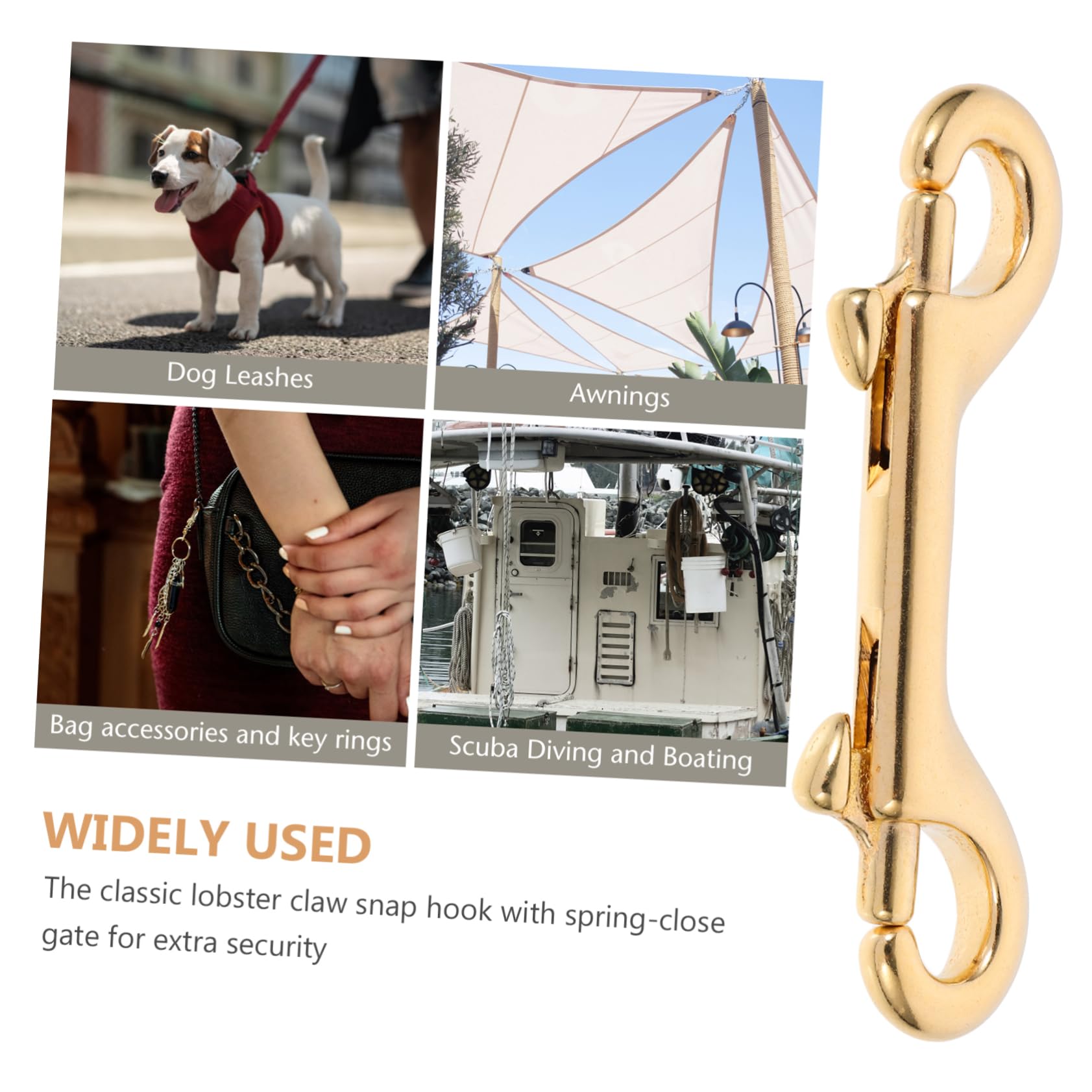 Sewroro 4 Pcs Brass Lobster Clasp Lanyard Clips Swivel Clasp Lobster Clip Clasp Hooks Belt Accessories Bolt Snap Hooks Heavy Duty Hooks Swivel Snap Hooks Swivel Lobster Clasp Clasps Golden