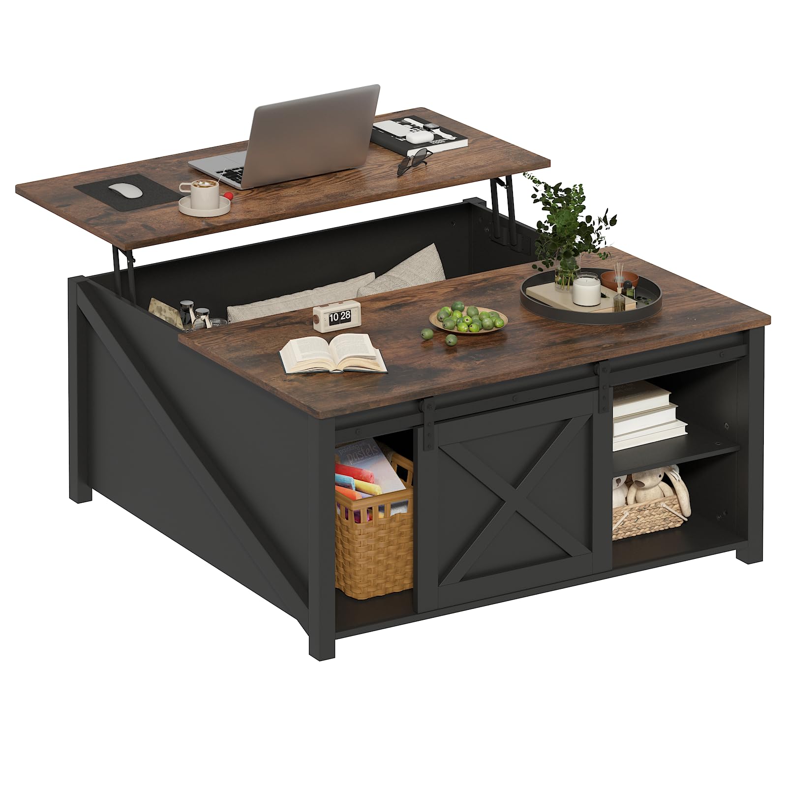 PUKAMI Lift Top Coffee Table with Storage 31 5 Farmhouse Coffee Table for Living Room Square Coffee Tables