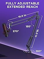 Vista 3 de InnoGear Soporte de micrófono con brazo de brazo para Blue Yeti HyperX QuadCast SoloCast Snowball Fifine Shure SM7B y otros micrófonos, brazo