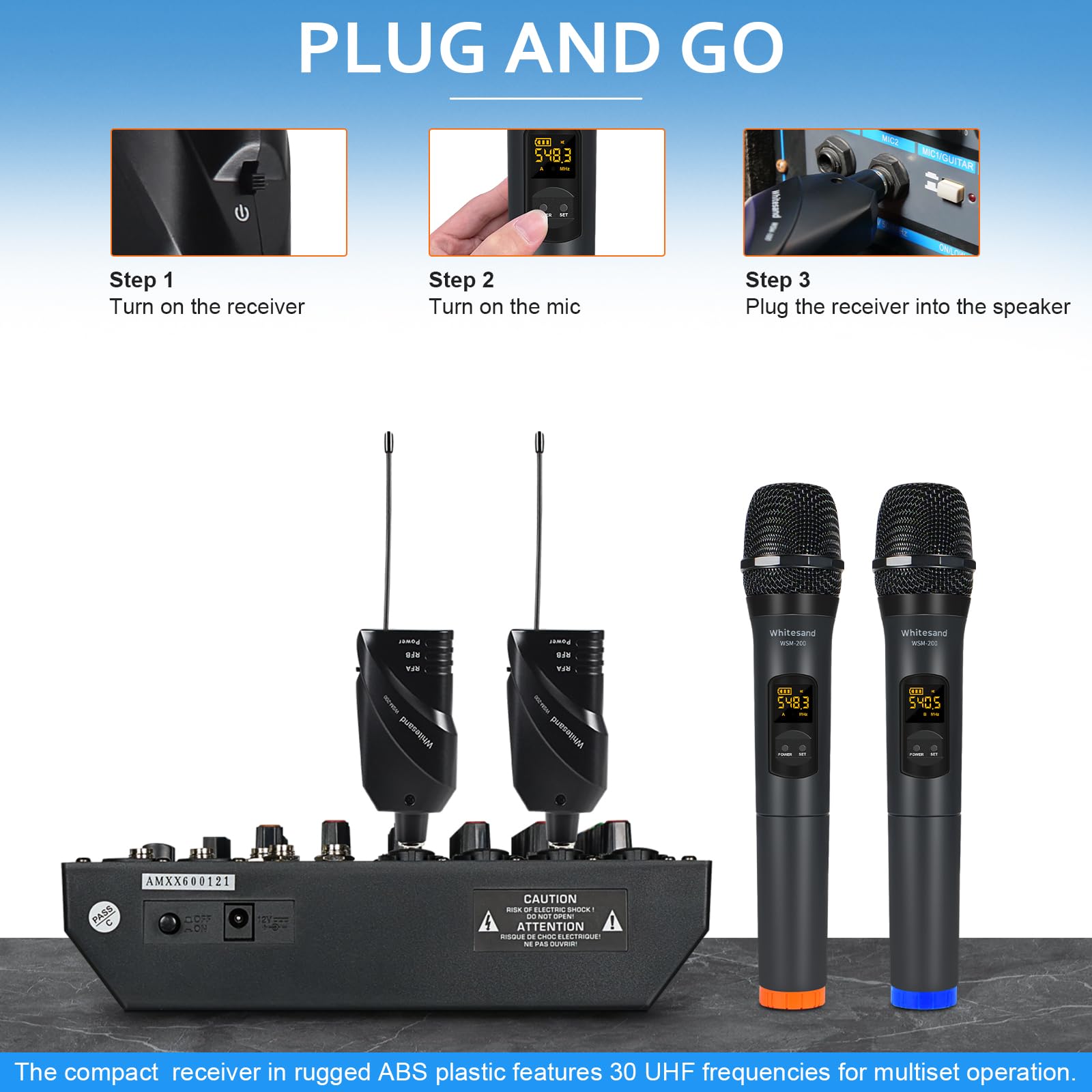 Amazon.com: whitesand UHF Wireless Microphone System, Wireless Mic