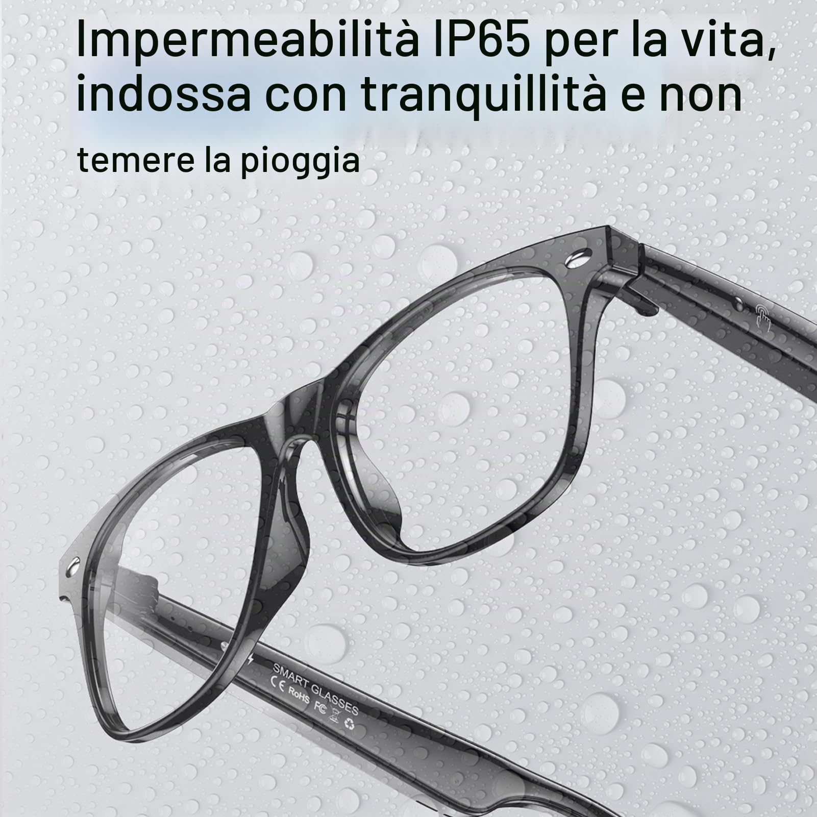 Occhiali Ai Traduttore, Occhiali Intelligenti per Traduzione in Tempo Reale 134 Lingue Supporta L'interpretazione Simultanea Assistente Vocale Occhiali Bluetooth Con Controllo