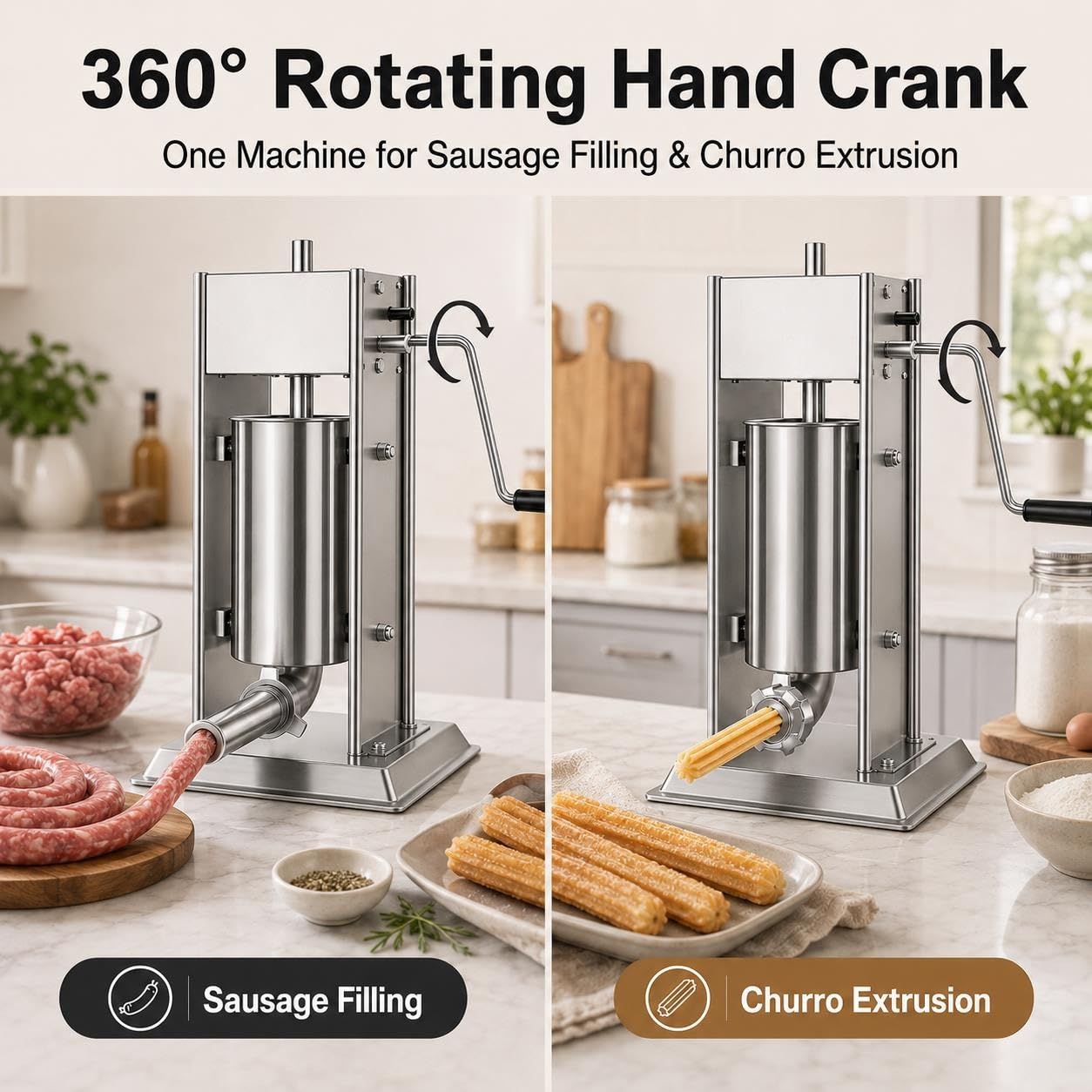 Wurstfüller Und Churro-Maschine, 304 Stahl, 3L/5L/7L Fassungsvermögen