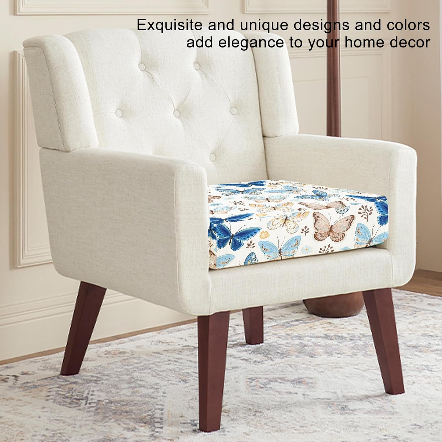 3PCS Printed Couch Cushion Covers,Washable Butterfly Printing Elastic Sofa Cover,Indoor Outdoor Sofa Slipcovers-Butterfly