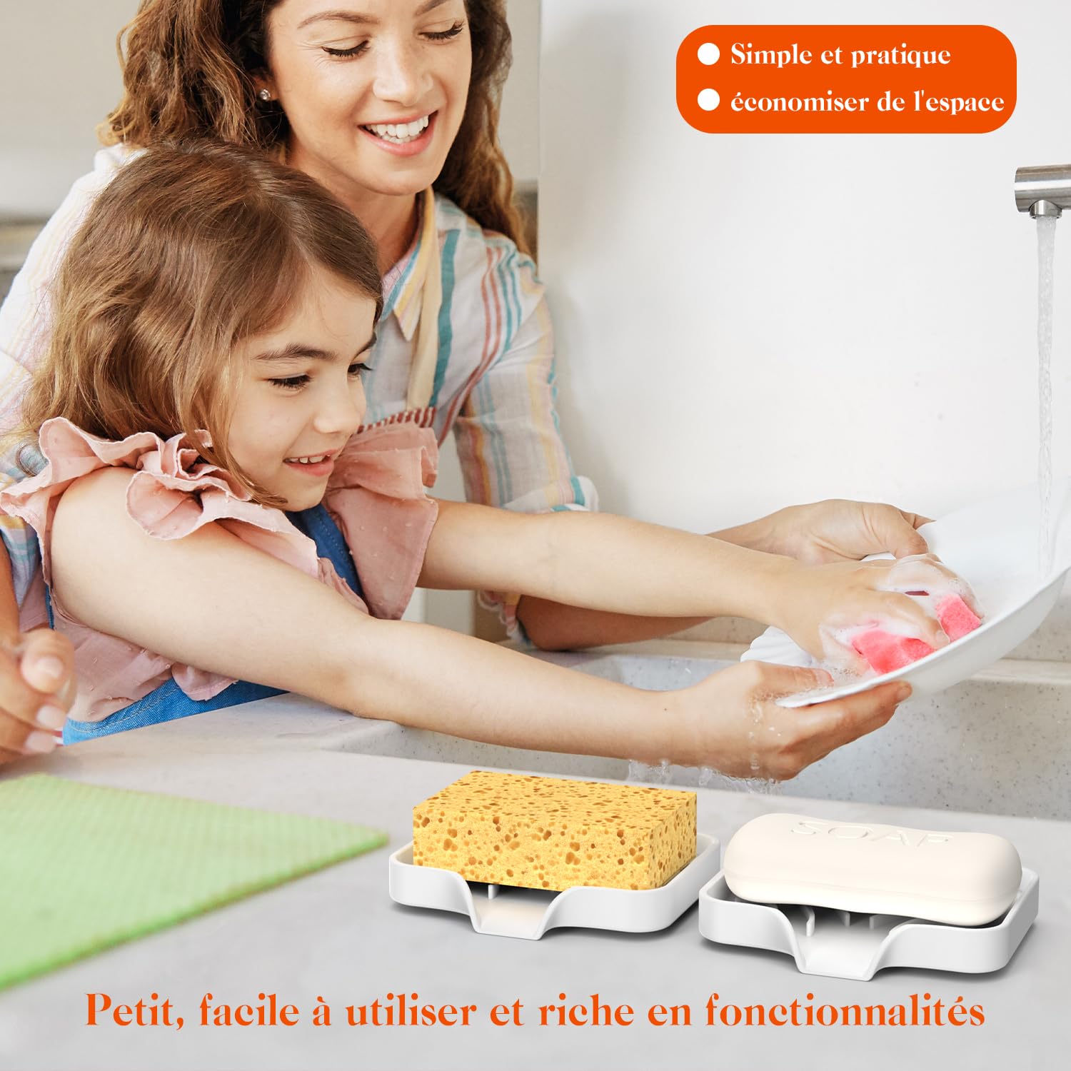 Accessoire Salle Bain Porte-savons Silicone Oamwrae - Lot 2 Supports Drainage | Antidérapant Salle Bain, Douche, Cuisine Savon Main