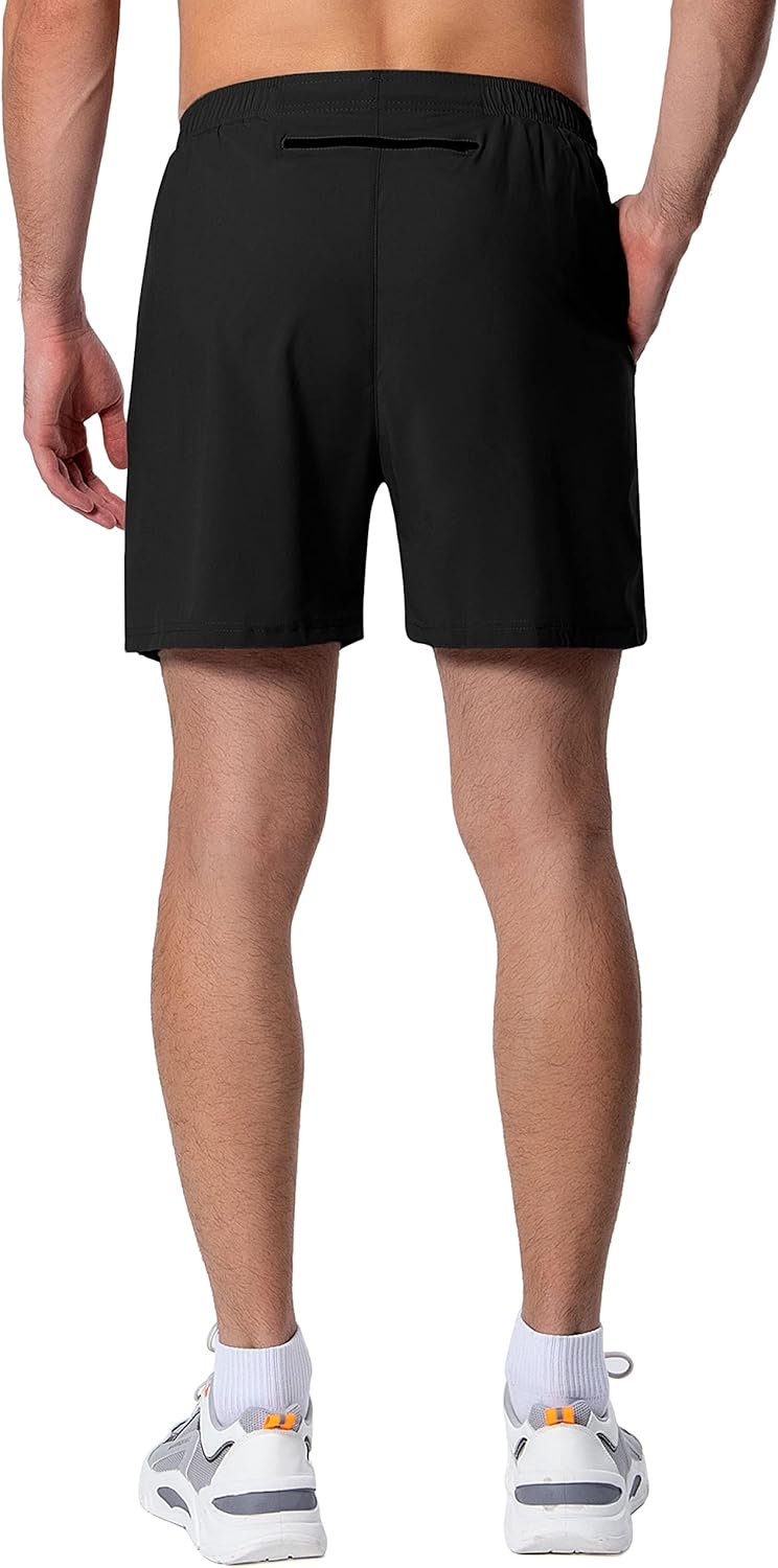 Men's 5 Inch Running Shorts Lightweight Athletic Workout Gym Shorts Liner with Zipper Pockets - Image 2
