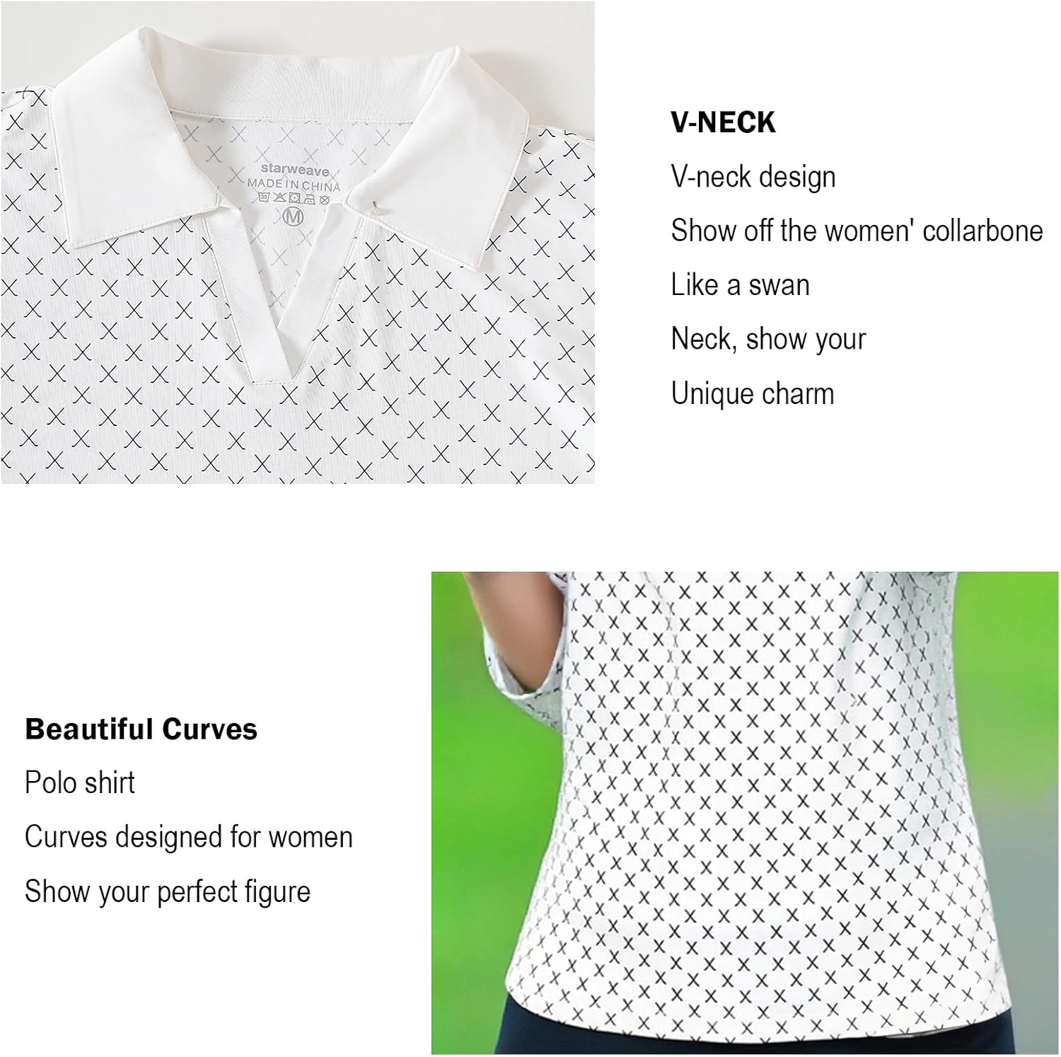Women's Golf Shirts Long Sleeve V Neck UPF50+ Quick Dry Collared Workout Tops Casual Tennis Polo Shirts for Women - Image 5