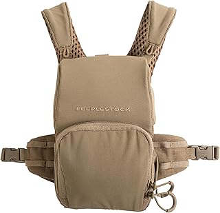 Eberlestock Bravo Modular Bino Pack – Magnetic-Free Hunting Binocular Harness with Quiet Shock Cord Closure – MOLLE Compatible – Breathable Air-Mesh Straps – Dry Earth, Small