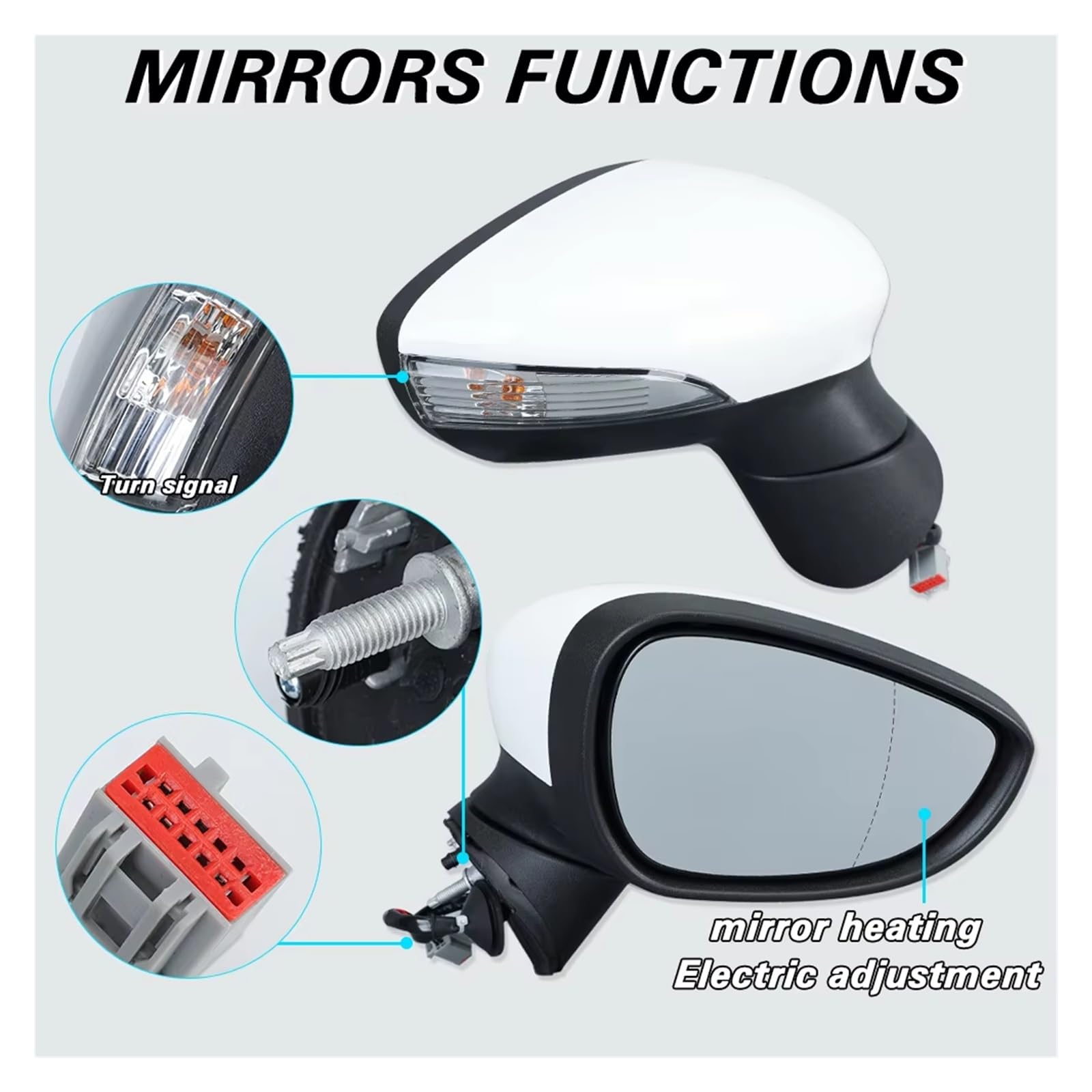 Espejo Retrovisor Eléctrico Calefactable Y Plegable, Luz Intermitente De 6/8 Pines, Accesorio Para Ford Para Fiesta MK7 2013-2017 Retrovisor(6pins left)