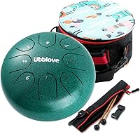 Vista 1 de Tambor de lengua de acero para niños: 8 notas de 6 pulgadas clave de C Metal Steel Drums Instrumento con bolsa para meditación, yoga, educación Verde